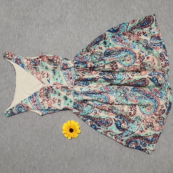Y2K Xhilaration Paisley Print Lacey Sleeveless Summer Mini Tank Dress - Picture 4 of 14